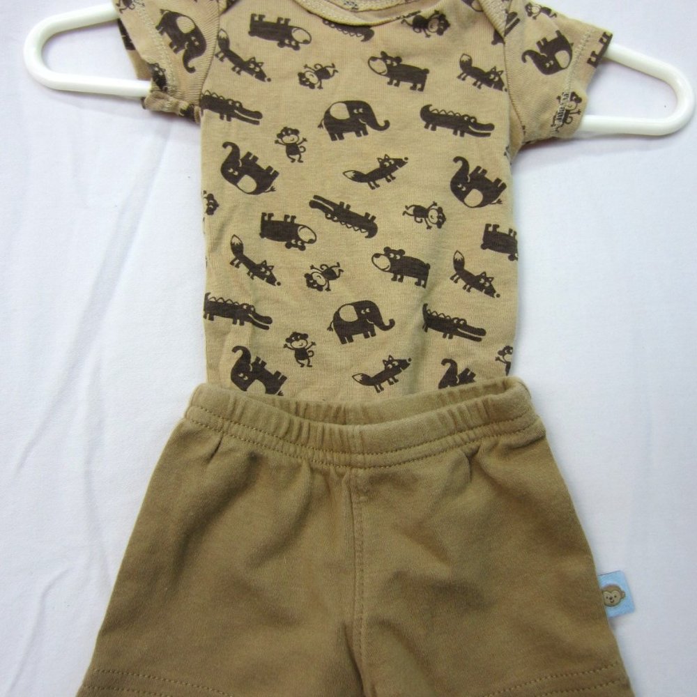 Carters Newborn Safari Tan Brown 2 piece Outfit Monkey